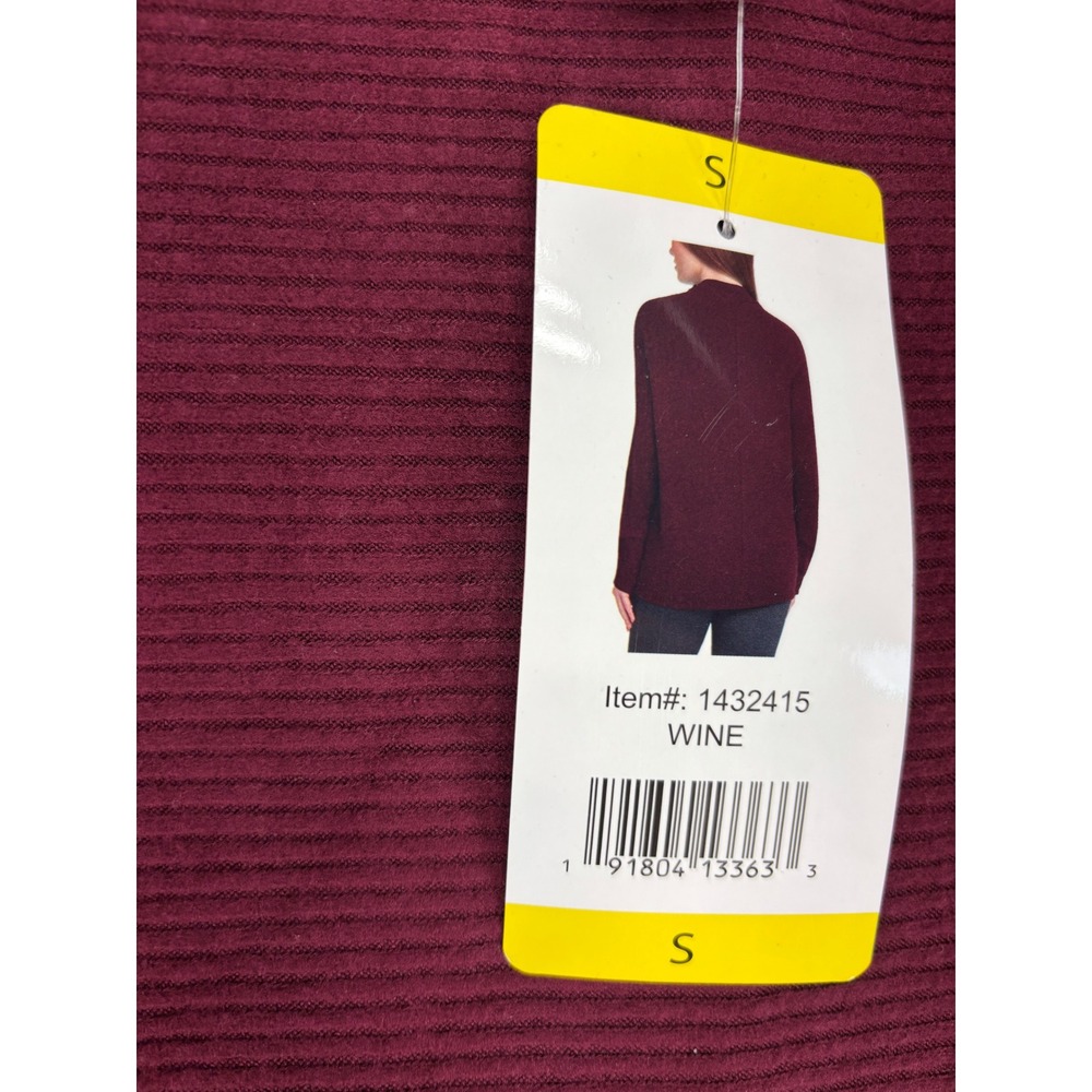 Matty M Womens S Wine Ribbed Mock Neck Sweater Pullover Stretch Long Sleeve NWT
